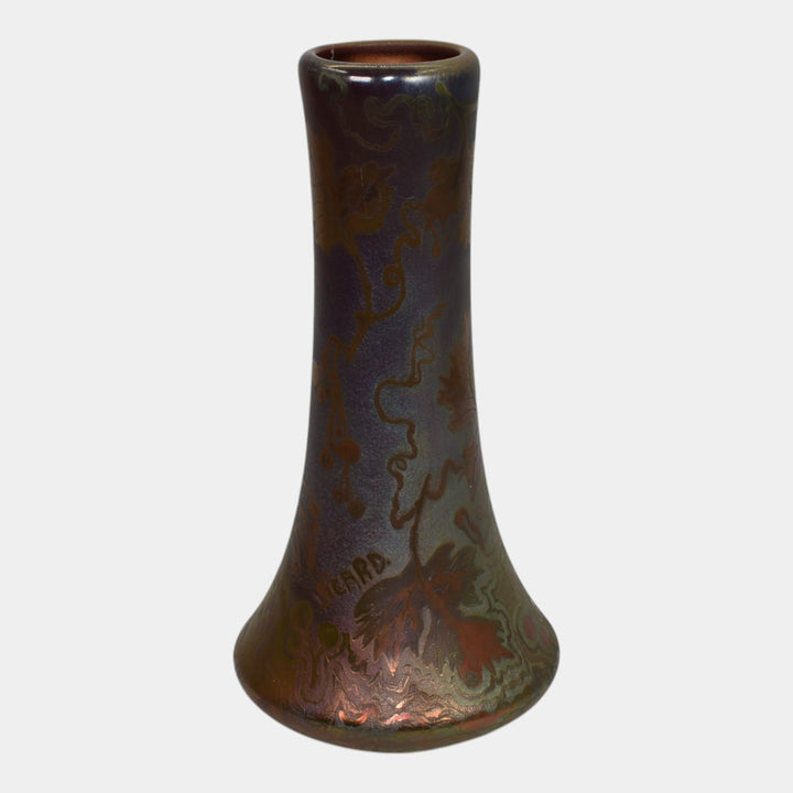 Weller Sicard 1902-07 Art Nouveau Pottery Iridescent Luster Berries Leaves Vase