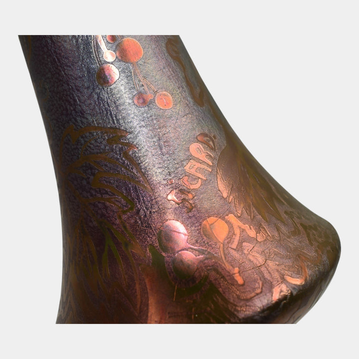 Weller Sicard 1902-07 Art Nouveau Pottery Iridescent Luster Berries Leaves Vase