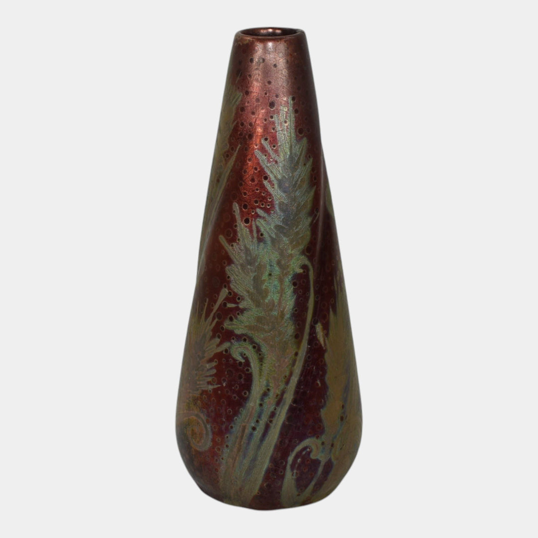 Weller Sicard 1902-07 Art Nouveau Pottery Iridescent Luster Wheat Twist Vase - Just Art Pottery