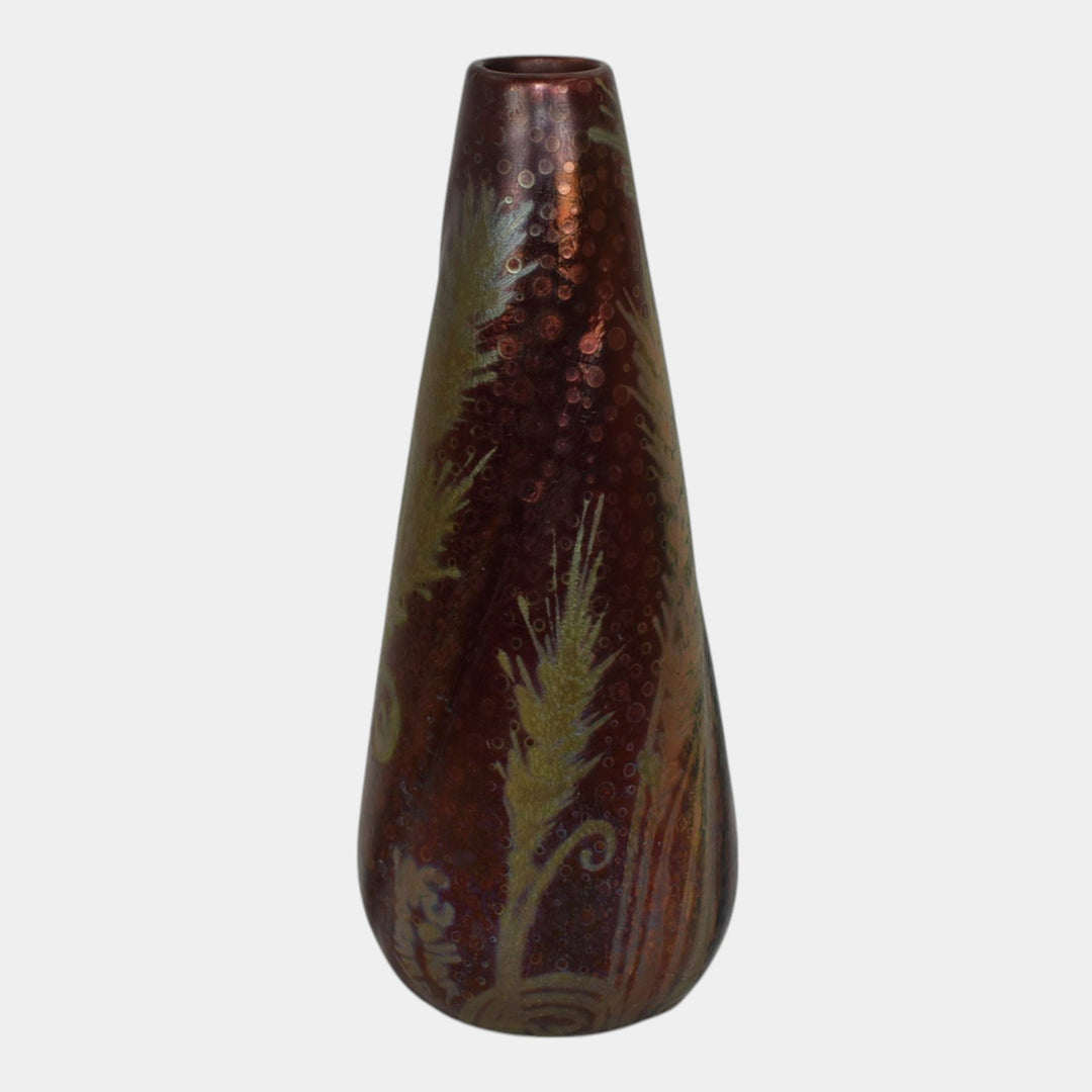 Weller Sicard 1902-07 Art Nouveau Pottery Iridescent Luster Wheat Twist Vase - Just Art Pottery