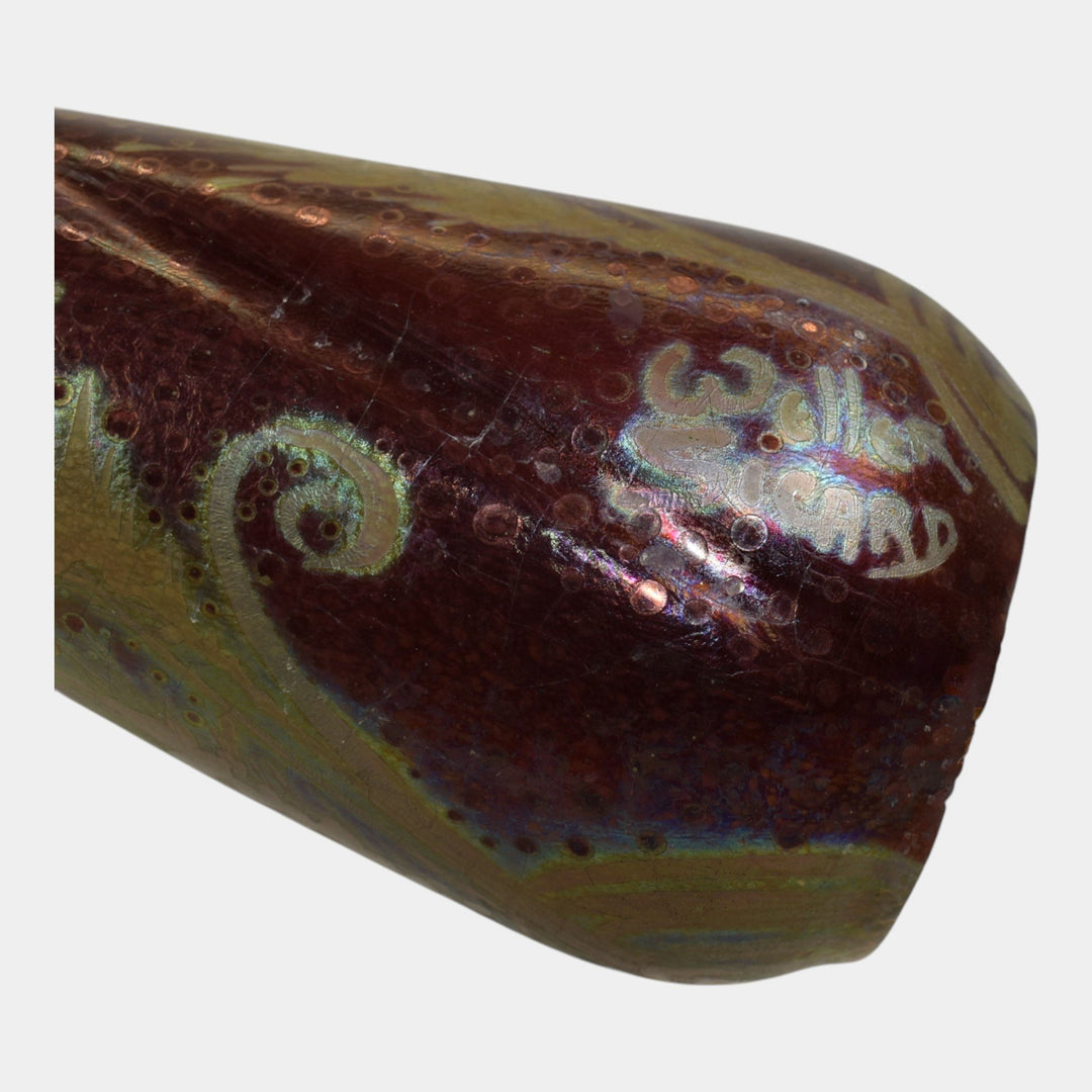 Weller Sicard 1902-07 Art Nouveau Pottery Iridescent Luster Wheat Twist Vase - Just Art Pottery
