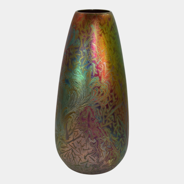 Weller Sicard Art Nouveau Pottery Iridescent Luster Tall Floral Vase 21