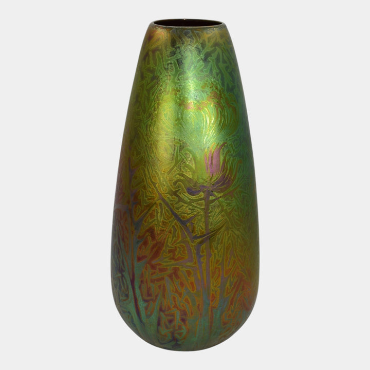 Weller Sicard Art Nouveau Pottery Iridescent Luster Tall Floral Vase 21