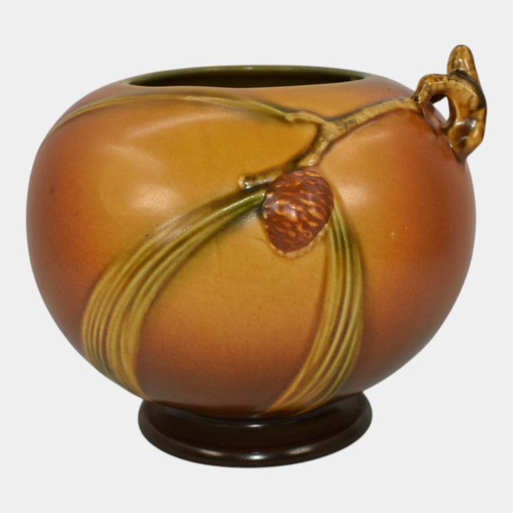 Roseville Pine Cone Brown 1936 Vintage Art Deco Pottery Ceramic Vase Bowl 261-6