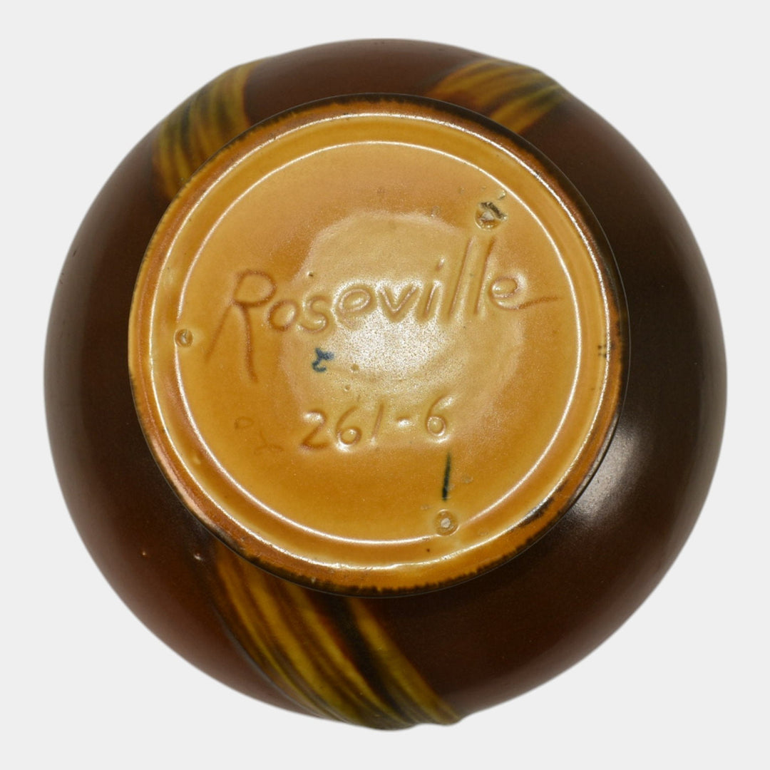 Roseville Pine Cone Brown 1936 Vintage Art Deco Pottery Ceramic Vase Bowl 261-6