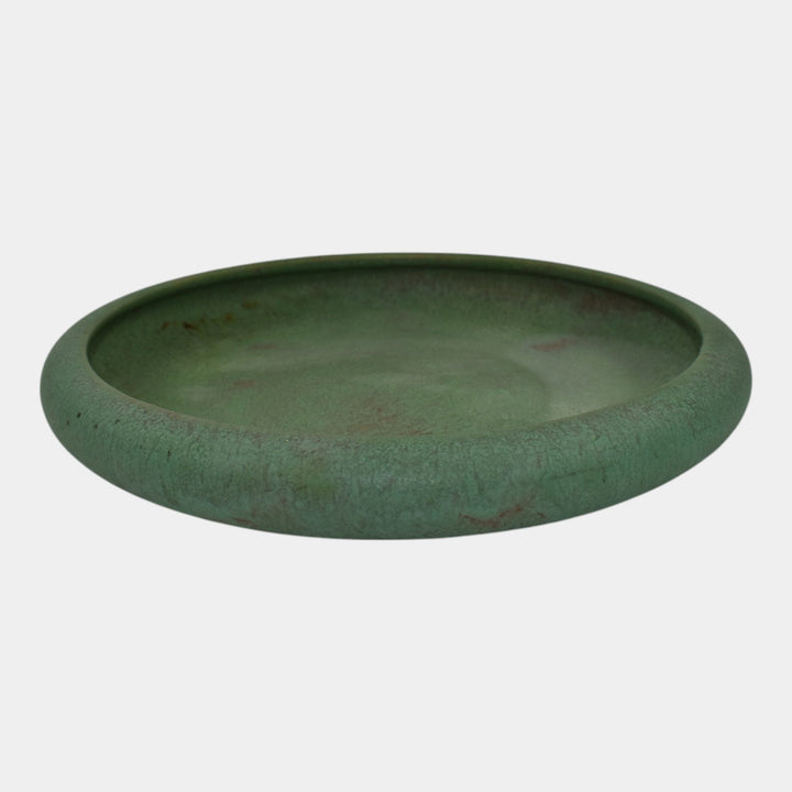 Roseville Early Carnelian Matte Green 1916 Vintage Art Pottery Ceramic Low Bowl