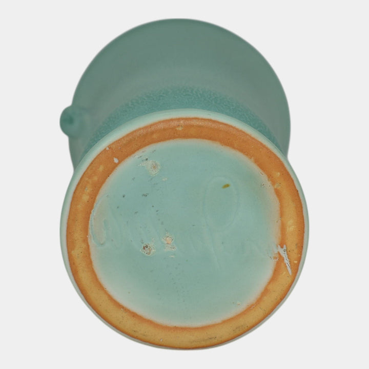 Weller Evergreen 1920s-1930s Vintage Art Pottery Matte Blue Ceramic Vase