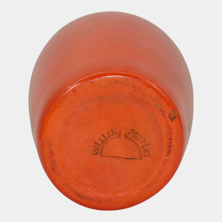 Weller Chengtu 1925-36 Vintage Art Pottery Bright Lava Red Orange Ceramic Vase