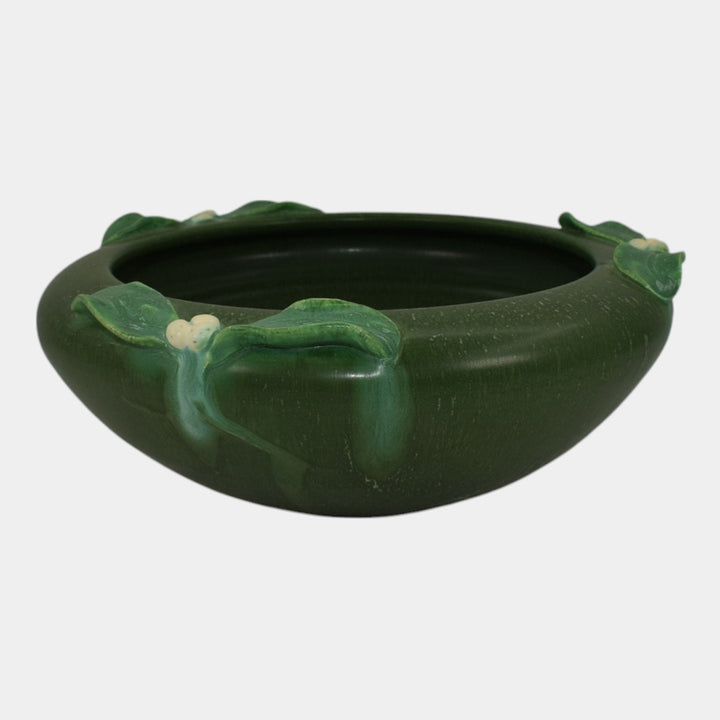 Ephraim Faience 2001 Limited Edition Holiday Pottery Green Mistletoe Bowl HOL-01