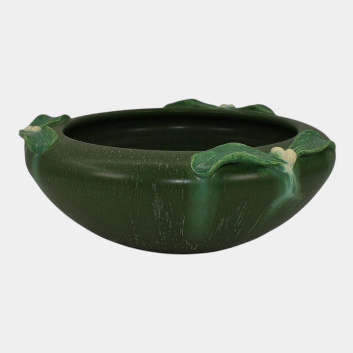 Ephraim Faience 2001 Limited Edition Holiday Pottery Green Mistletoe Bowl HOL-01