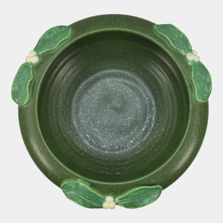 Ephraim Faience 2001 Limited Edition Holiday Pottery Green Mistletoe Bowl HOL-01