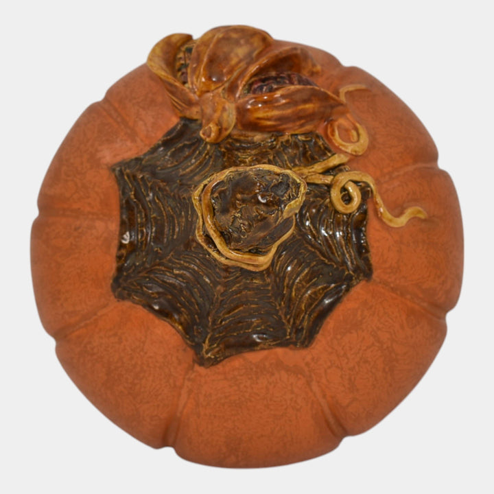 Ephraim Faience 2020 Hand Made Pottery Orange Maize Halloween Pumpkin N1111