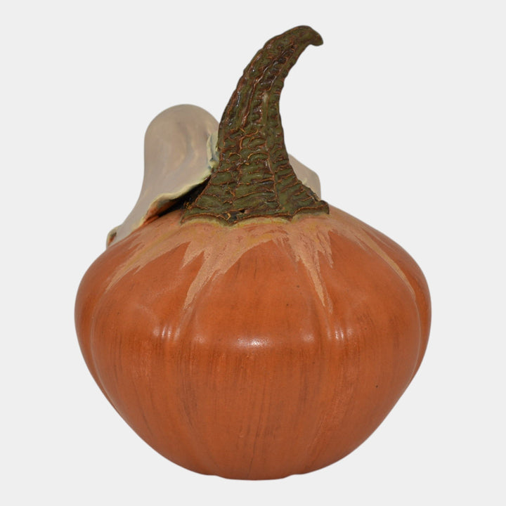 Ephraim Faience 2019 One of Kind Pottery Orange Halloween Ghost Pumpkin Figurine