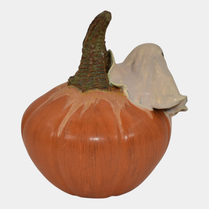 Ephraim Faience 2019 One of Kind Pottery Orange Halloween Ghost Pumpkin Figurine