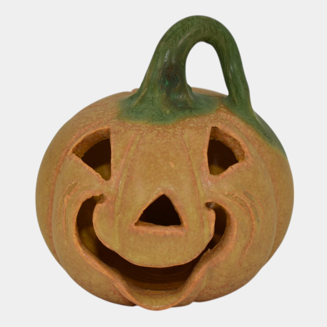 Ephraim Faience Experimental Pottery Jack-O-Lantern Halloween Pumpkin Figurine - Just Art Pottery
