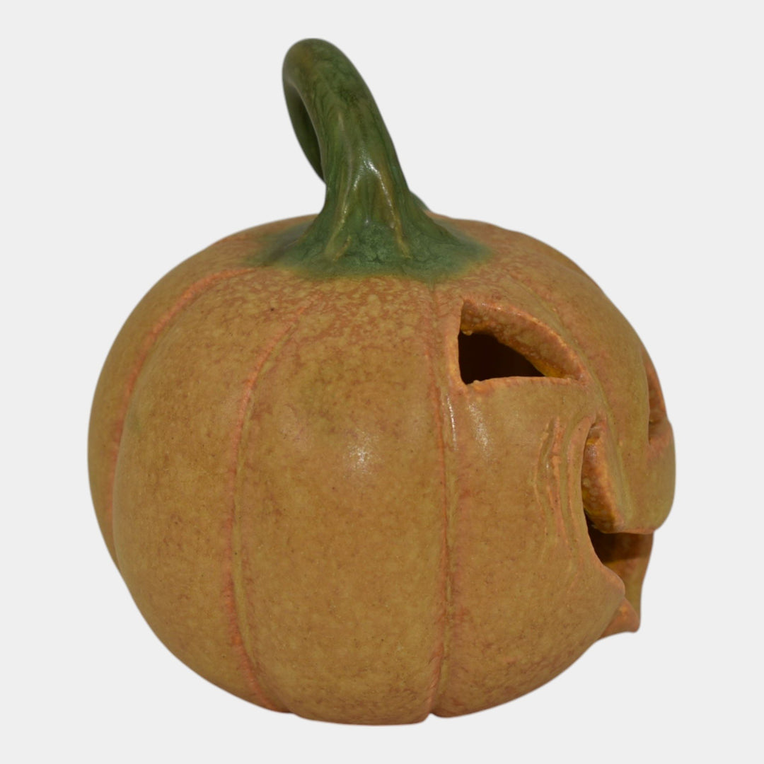 Ephraim Faience Experimental Pottery Jack-O-Lantern Halloween Pumpkin Figurine - Just Art Pottery
