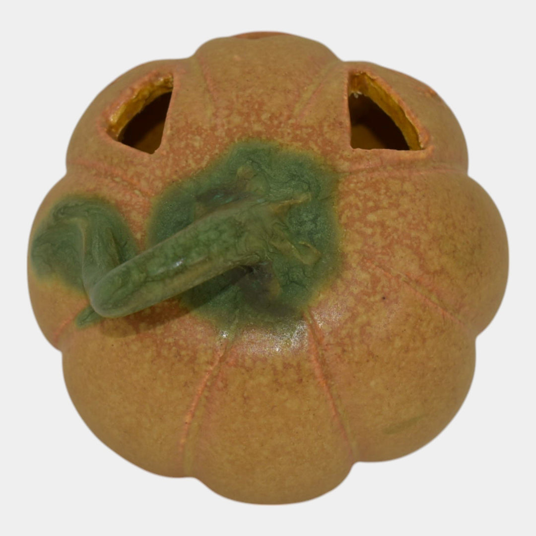 Ephraim Faience Experimental Pottery Jack-O-Lantern Halloween Pumpkin Figurine - Just Art Pottery