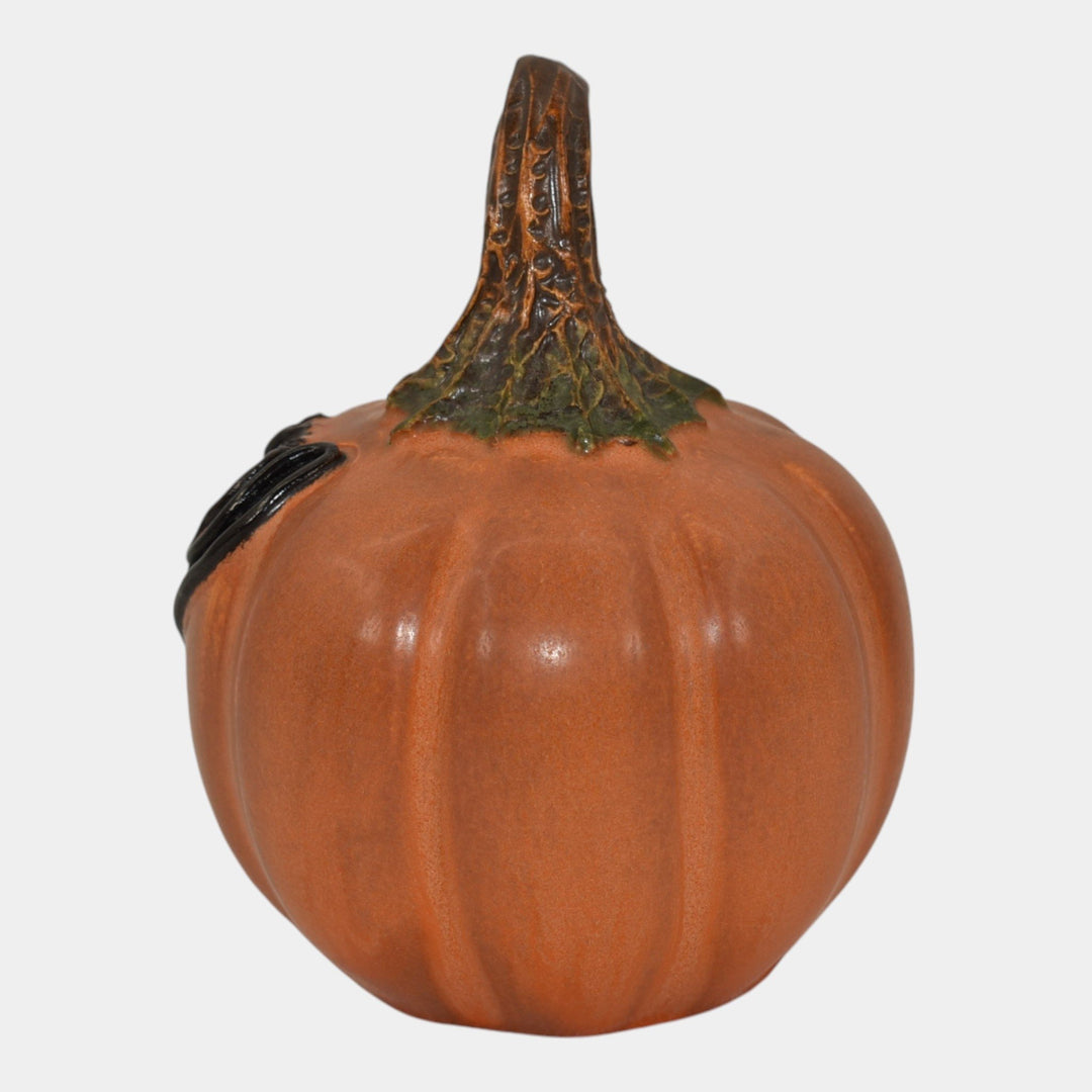 Ephraim Faience Art Pottery Experimental Black Cat Pumpkin Halloween Figurine