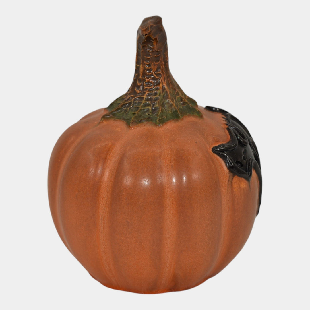 Ephraim Faience Art Pottery Experimental Black Cat Pumpkin Halloween Figurine