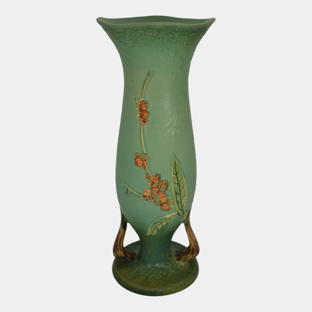 Roseville Bittersweet Green 1951 Vintage Art Pottery Tall Ceramic Vase 886-12
