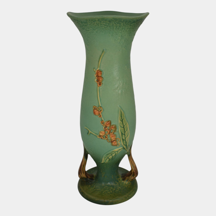 Roseville Bittersweet Green 1951 Vintage Art Pottery Tall Ceramic Vase 886-12