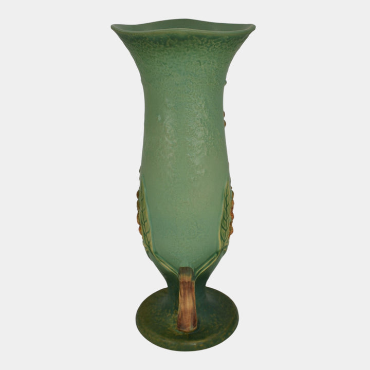 Roseville Bittersweet Green 1951 Vintage Art Pottery Tall Ceramic Vase 886-12
