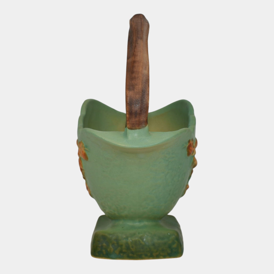 Roseville Bittersweet Green 1951 Mid Century Modern Art Pottery Basket 808-6 - Just Art Pottery