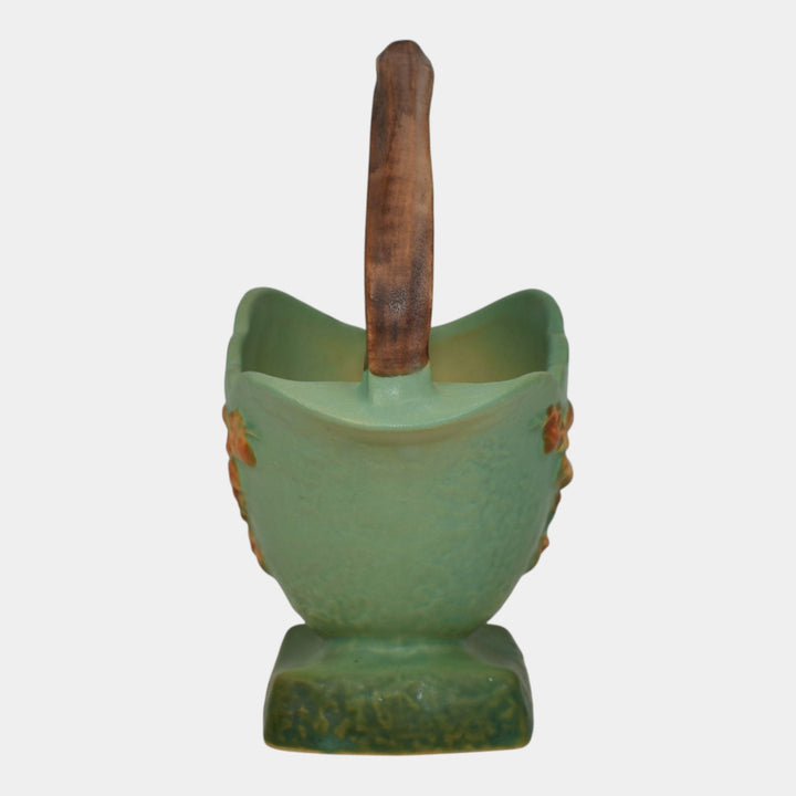 Roseville Bittersweet Green 1951 Mid Century Modern Art Pottery Basket 808-6 - Just Art Pottery