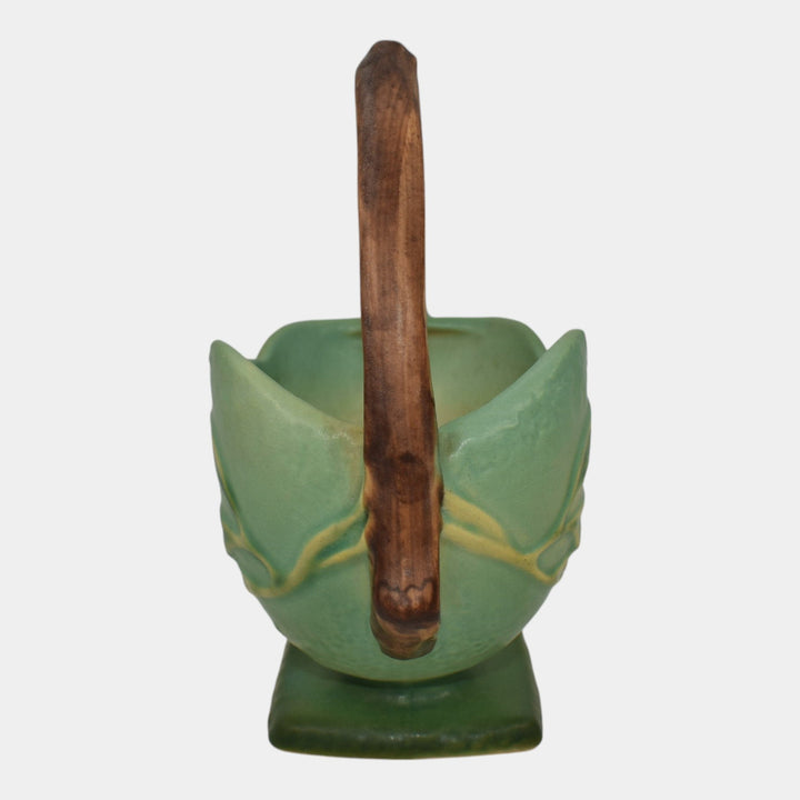 Roseville Bittersweet Green 1951 Mid Century Modern Art Pottery Basket 808-6 - Just Art Pottery