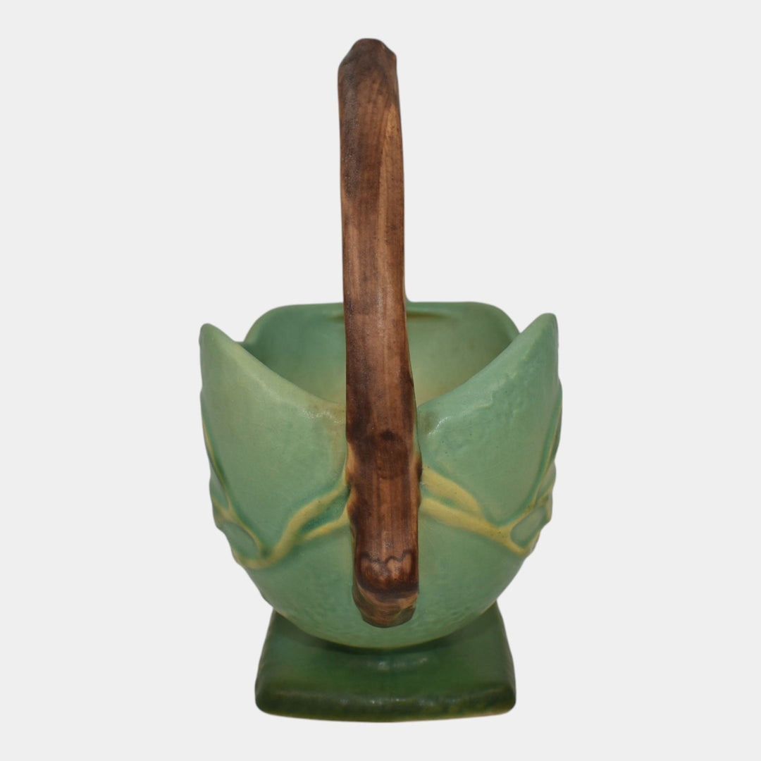 Roseville Bittersweet Green 1951 Mid Century Modern Art Pottery Basket 808-6 - Just Art Pottery