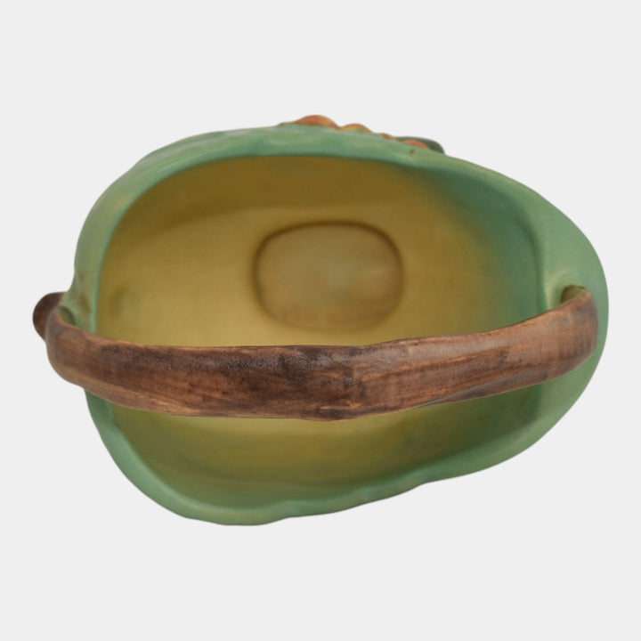 Roseville Bittersweet Green 1951 Mid Century Modern Art Pottery Basket 808-6