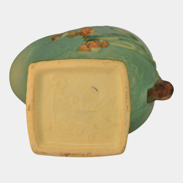 Roseville Bittersweet Green 1951 Mid Century Modern Art Pottery Basket 808-6 - Just Art Pottery