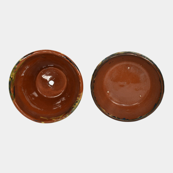 Peters and Reed Marbleized 1920s Arts And Crafts Pottery Flower Pot And Saucer 5