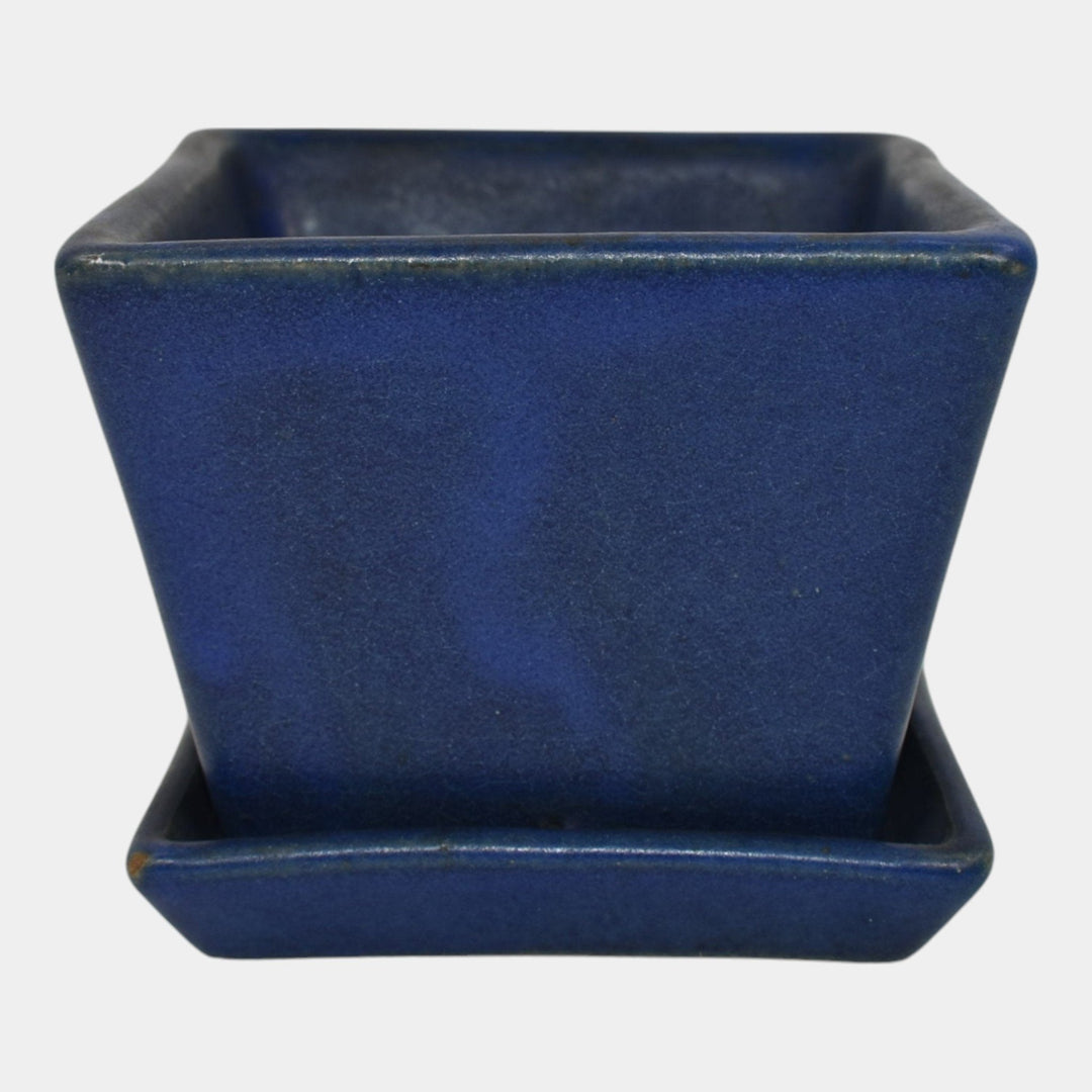 Zanesville Stoneware 1930s Vintage Art Pottery Blue Ceramic Flower Pot 783