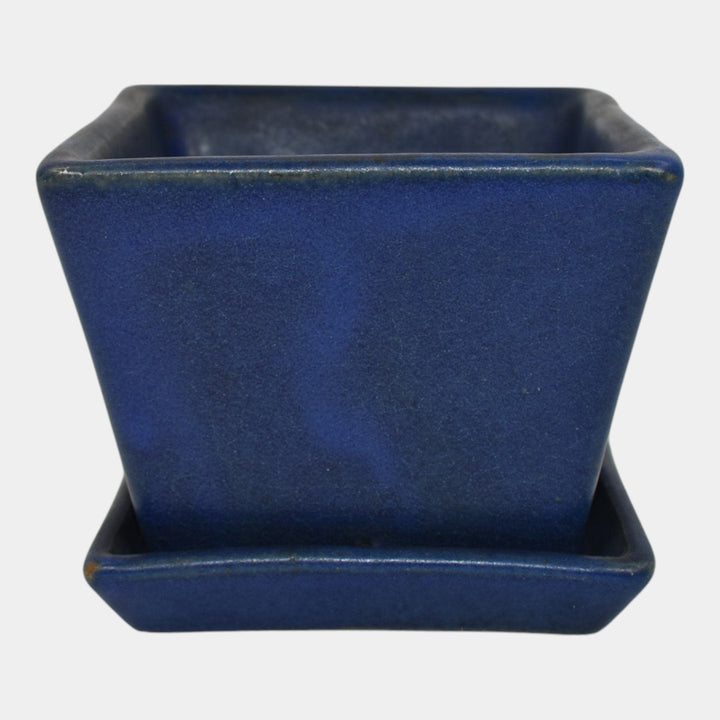 Zanesville Stoneware 1930s Vintage Art Pottery Blue Ceramic Flower Pot 783