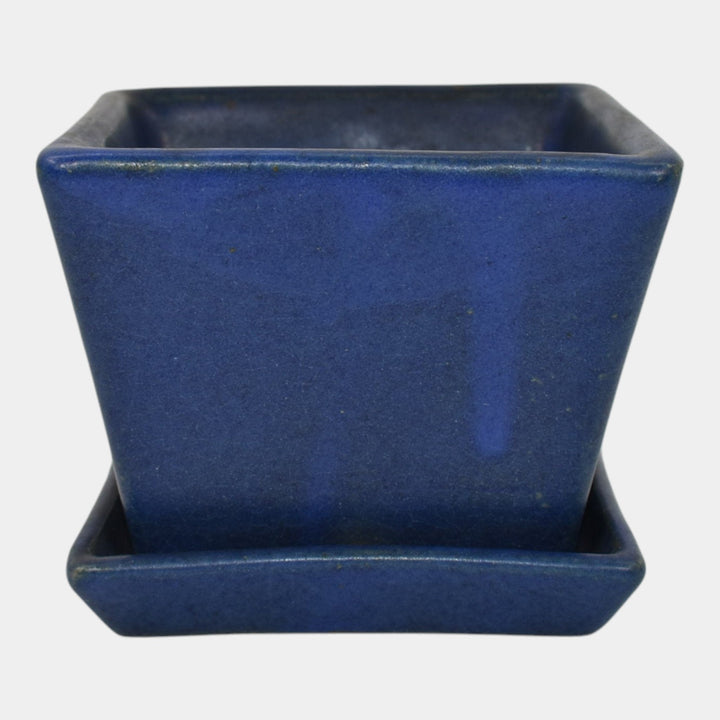 Zanesville Stoneware 1930s Vintage Art Pottery Blue Ceramic Flower Pot 783