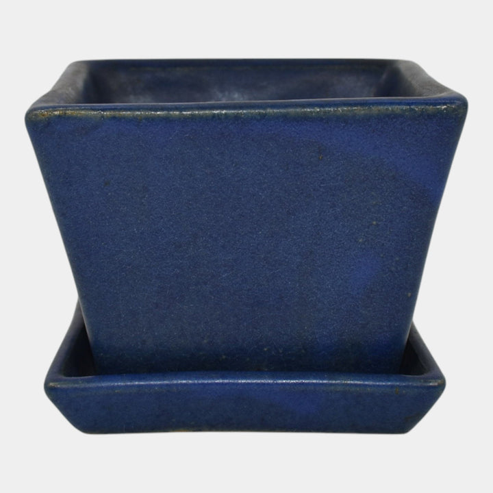 Zanesville Stoneware 1930s Vintage Art Pottery Blue Ceramic Flower Pot 783