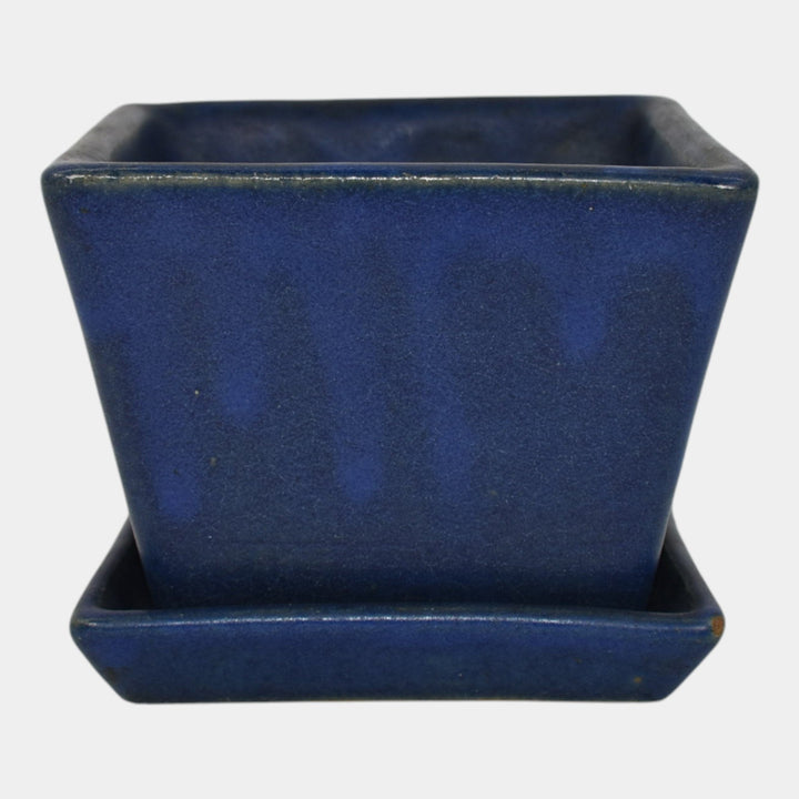 Zanesville Stoneware 1930s Vintage Art Pottery Blue Ceramic Flower Pot 783
