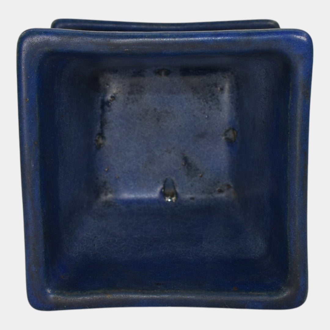 Zanesville Stoneware 1930s Vintage Art Pottery Blue Ceramic Flower Pot 783