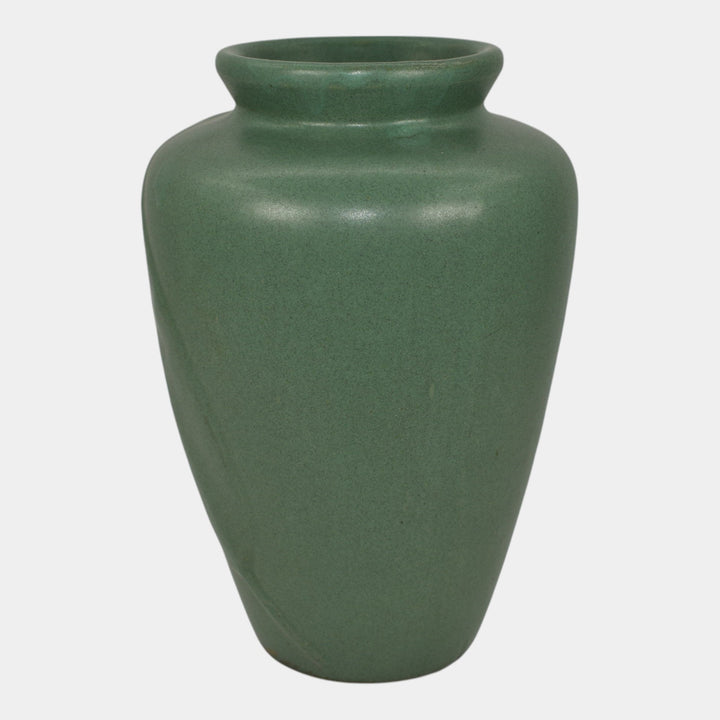 Zanesville Stoneware 1930s Vintage Arts And Craft Pottery Green Ceramic Vase 102
