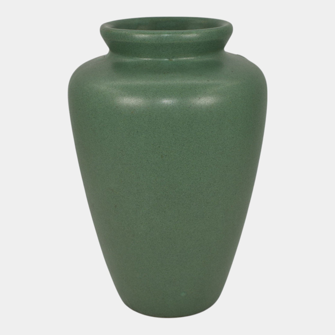 Zanesville Stoneware 1930s Vintage Arts And Craft Pottery Green Ceramic Vase 102