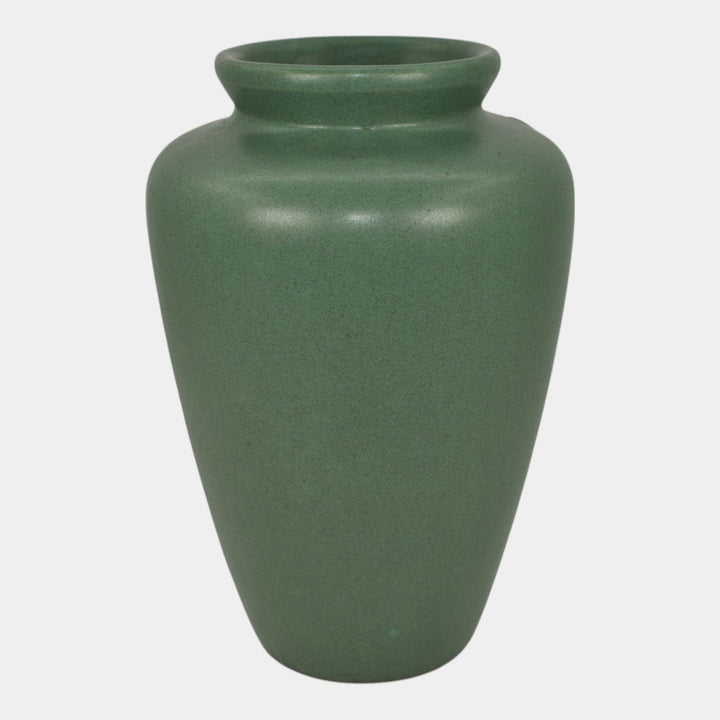 Zanesville Stoneware 1930s Vintage Arts And Craft Pottery Green Ceramic Vase 102
