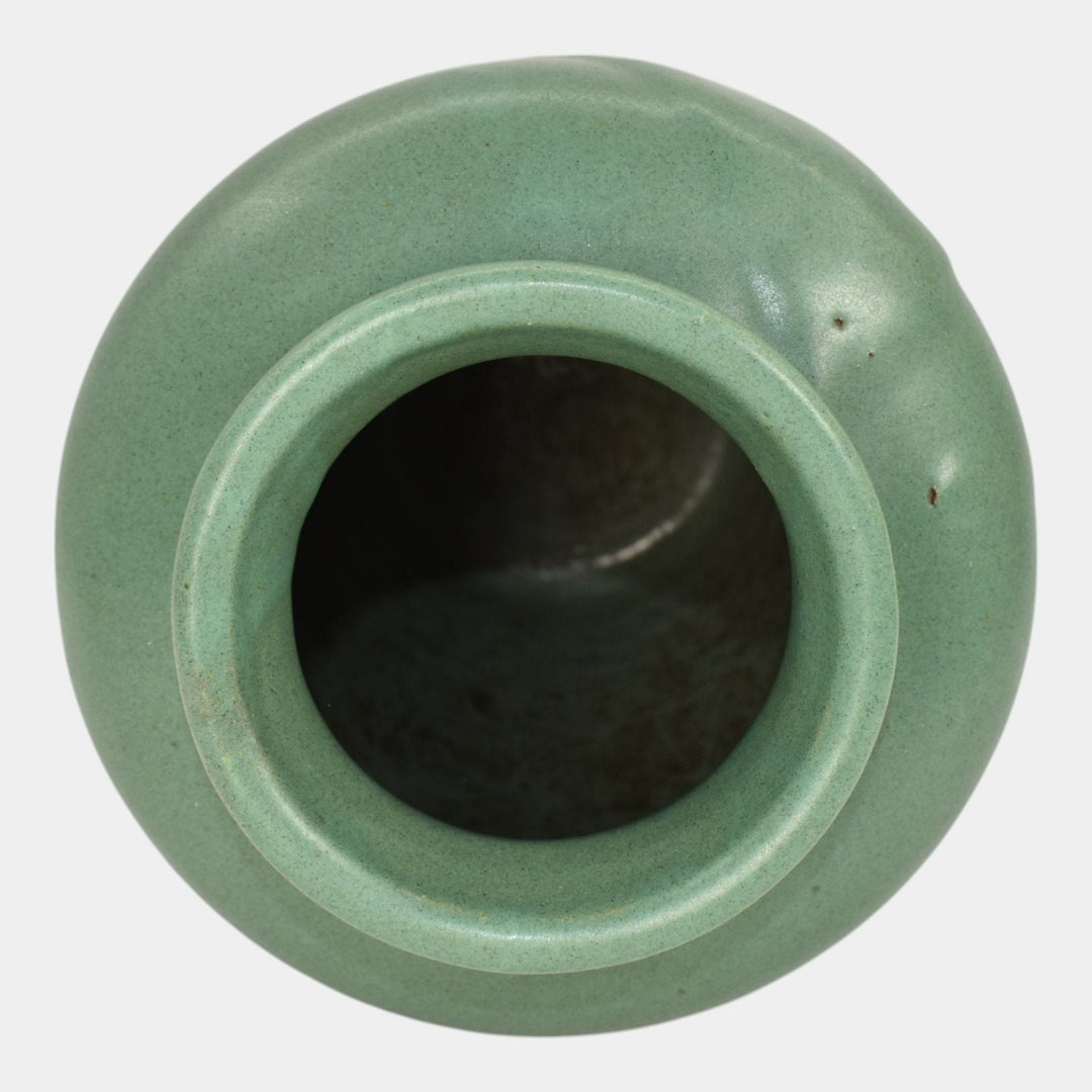 Zanesville Stoneware 1930s Vintage Arts And Craft Pottery Green Ceramic Vase 102