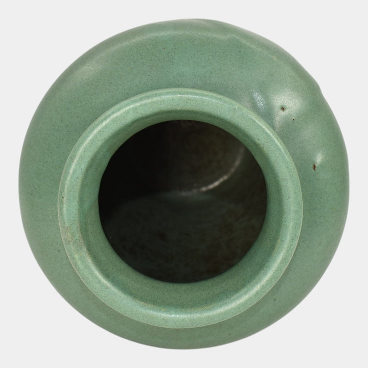 Zanesville Stoneware 1930s Vintage Arts And Craft Pottery Green Ceramic Vase 102