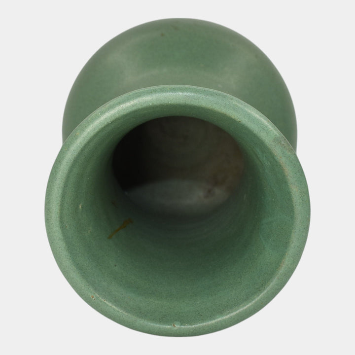 Zanesville Stoneware 1930s Vintage Arts And Craft Pottery Green Ceramic Vase 105