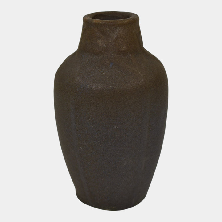 Van Briggle 1907-12 Vintage Arts And Crafts Pottery Dark Brown Blue Ceramic Vase