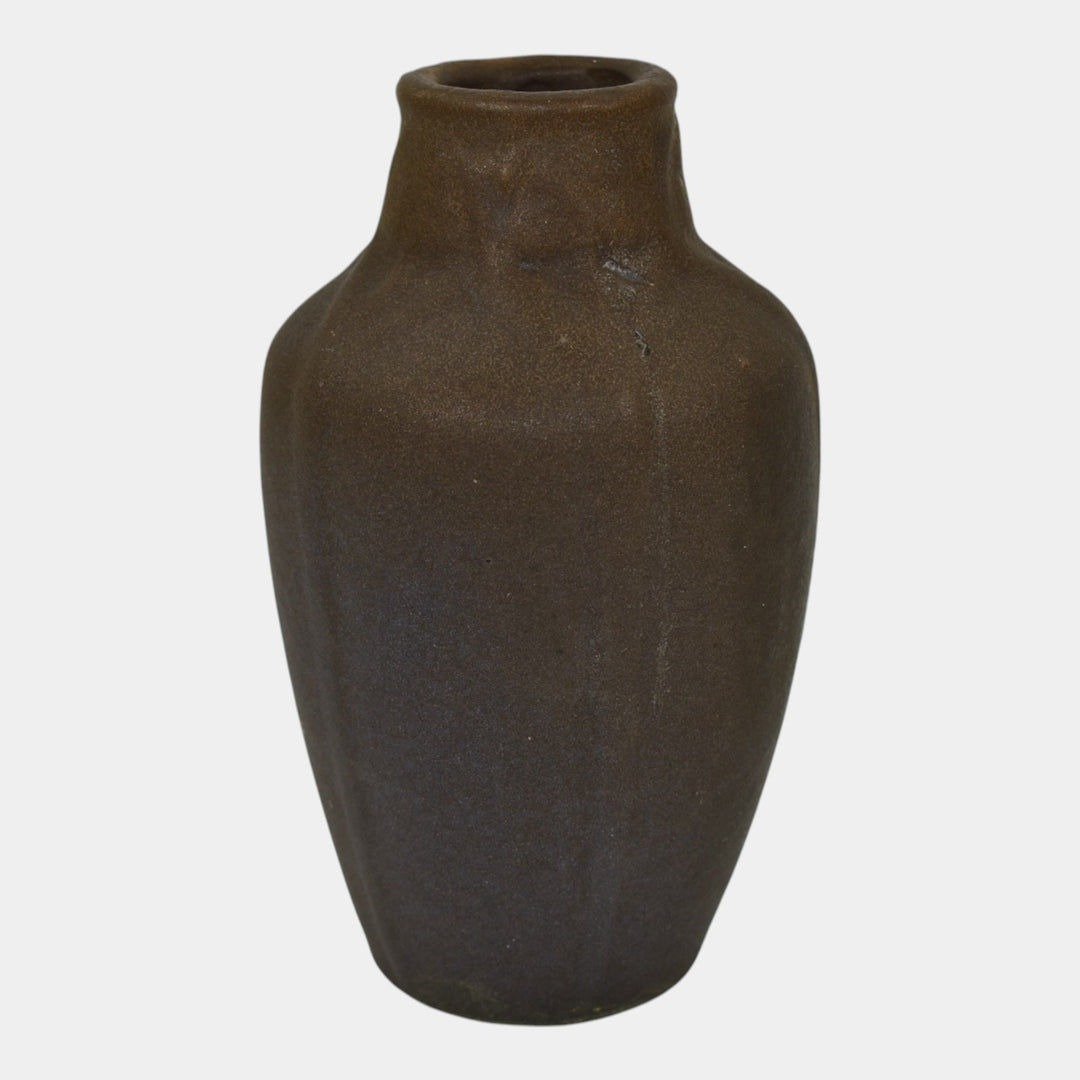 Van Briggle 1907-12 Vintage Arts And Crafts Pottery Dark Brown Blue Ceramic Vase