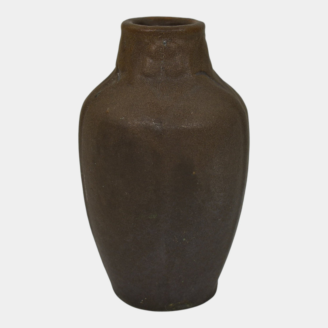 Van Briggle 1907-12 Vintage Arts And Crafts Pottery Dark Brown Blue Ceramic Vase