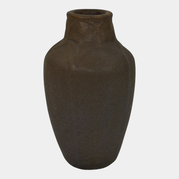 Van Briggle 1907-12 Vintage Arts And Crafts Pottery Dark Brown Blue Ceramic Vase
