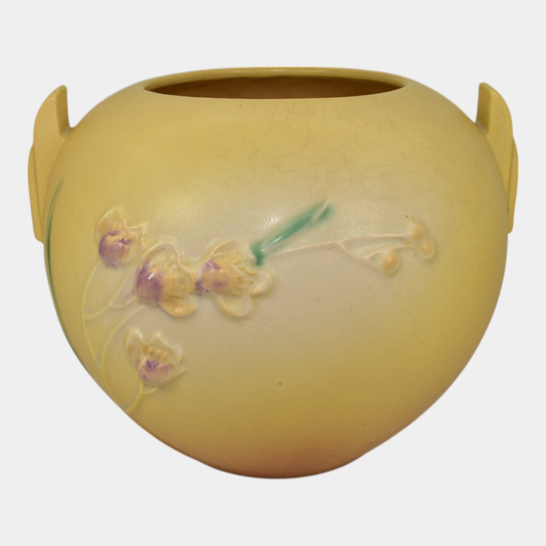Roseville Ixia Yellow 1937 Vintage Art Deco Pottery Ceramic Flower Vase 327-6 - Just Art Pottery